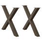 Preview: ARDEBO.de - Esstischbeine X-Form 2 Stk. Naturstahl 90x(72-73) cm Stahl