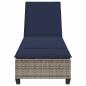 Preview: Sonnenliege mit Auflagen Grau 55x200x25,5cm Poly Rattan
