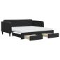 Preview: Tagesbett Ausziehbar mit Schubladen Schwarz 90x190 cm Samt