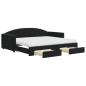 Preview: Tagesbett Ausziehbar mit Schubladen Schwarz 90x190 cm Samt