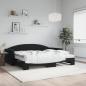 Preview: ARDEBO.de - Tagesbett Ausziehbar mit Matratzen Schwarz 90x190 cm Samt