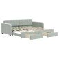 Preview: Tagesbett Ausziehbar mit Schubladen Hellgrau 90x190 cm Samt
