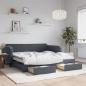 Preview: ARDEBO.de - Tagesbett Ausziehbar mit Schubladen Dunkelgrau 90x190 cm Samt