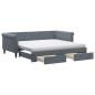 Preview: Tagesbett Ausziehbar mit Schubladen Dunkelgrau 90x190 cm Samt