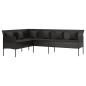 Preview: Gartensofa in L-Form mit Kissen Schwarz Poly Rattan
