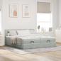 Preview: Ottoman-Bett mit Matratzen Hellgrau 200x200 cm Samt