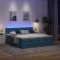 Preview: Ottoman-Bett mit Matratzen & LEDs Dunkelblau 180x200 cm Samt