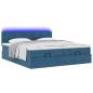 Preview: Ottoman-Bett mit Matratzen & LEDs Dunkelblau 180x200 cm Samt