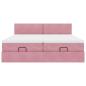 Preview: Ottoman-Bett mit Matratzen & LEDs Rosa 180x200 cm Samt