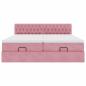 Preview: Ottoman-Bett mit Matratzen & LEDs Rosa 180x200 cm Samt