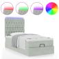 Preview: Ottoman-Bett mit Matratzen & LEDs Hellgrau 100x200 cm Samt
