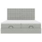 Preview: Ottoman-Bett mit Matratzen & LEDs Hellgrau 200x200 cm Samt