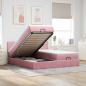 Preview: ARDEBO.de - Ottoman-Bett mit Matratzen Rosa 180x200 cm Samt