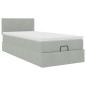 Preview: Ottoman-Bett mit Matratze & LEDs Hellgrau 100x200 cm Samt