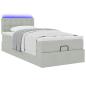Preview: Ottoman-Bett mit Matratze & LEDs Hellgrau 100x200 cm Samt