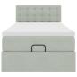 Preview: Ottoman-Bett mit Matratze & LEDs Hellgrau 100x200 cm Samt