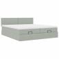 Preview: ARDEBO.de - Ottoman-Bett mit Matratzen & LEDs Hellgrau 200x200 cm Samt