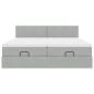Preview: Ottoman-Bett mit Matratzen & LEDs Hellgrau 200x200 cm Samt