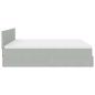 Preview: Ottoman-Bett mit Matratzen & LEDs Hellgrau 200x200 cm Samt