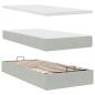 Preview: Ottoman-Bett mit Matratzen & LEDs Hellgrau 200x200 cm Samt