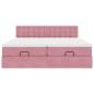 Preview: Ottoman-Bett mit Matratzen & LEDs Rosa 180x200 cm Samt