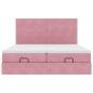 Preview: Ottoman-Bett mit Matratzen & LEDs Rosa 180x200 cm Samt