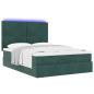 Preview: ARDEBO.de - Ottoman-Bett mit Matratzen & LEDs Dunkelgrün 140x200 cm Samt