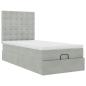 Preview: Ottoman-Bett mit Matratzen & LEDs Hellgrau 100x200 cm Samt