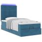 Preview: Ottoman-Bett mit Matratzen & LEDs Dunkelblau 90x200 cm Samt