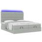 Preview: Ottoman-Bett mit Matratzen & LEDs Hellgrau 200x200 cm Samt