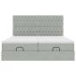 Preview: Ottoman-Bett mit Matratzen & LEDs Hellgrau 200x200 cm Samt
