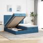 Preview: ARDEBO.de - Ottoman-Bett mit Matratzen & LEDs Dunkelblau 180x200 cm Samt