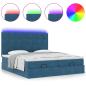 Preview: Ottoman-Bett mit Matratzen & LEDs Dunkelblau 180x200 cm Samt