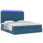 Preview: Ottoman-Bett mit Matratzen & LEDs Dunkelblau 180x200 cm Samt