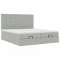 Preview: Ottoman-Bett mit Matratzen & LEDs Hellgrau 200x200 cm Samt