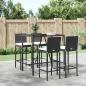 Preview: ARDEBO.de - 5-tlg. Gartenbar-Set mit Kissen Schwarz Poly Rattan