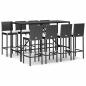 Preview: 9-tlg. Gartenbar-Set mit Kissen Schwarz Poly Rattan