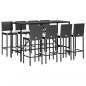 Preview: 9-tlg. Gartenbar-Set mit Kissen Schwarz Poly Rattan
