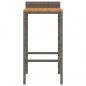Preview: Barhocker 4 Stk. Grau Poly Rattan und Massivholz Akazie