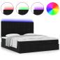 Preview: Ottoman-Bett mit Matratzen & LEDs Schwarz 160x200 cm Samt