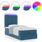 Preview: Ottoman-Bett mit Matratzen & LEDs Dunkelblau 90x190 cm Samt