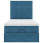 Preview: Ottoman-Bett mit Matratzen & LEDs Dunkelblau 90x190 cm Samt