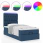 Preview: ARDEBO.de - Ottoman-Bett mit Matratze & LEDs Blau 80x200 cm Stoff