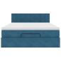 Preview: Ottoman-Bett mit Matratze & LEDs Dunkelblau 140x200 cm Samt