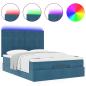Preview: Ottoman-Bett mit Matratzen & LEDs Dunkelblau 140x200 cm Samt