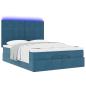 Preview: Ottoman-Bett mit Matratzen & LEDs Dunkelblau 140x200 cm Samt