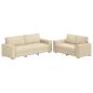 Preview: ARDEBO.de - 2-tlg. Sofagarnitur mit Kissen Creme Stoff