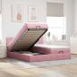 Preview: ARDEBO.de - Ottoman-Bett mit Matratzen & LEDs Rosa 180x200 cm Samt