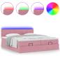 Preview: Ottoman-Bett mit Matratzen & LEDs Rosa 180x200 cm Samt