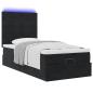 Preview: Ottoman-Bett mit Matratzen & LEDs Schwarz 90x190 cm Samt